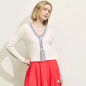 Prince Pickleball Women's Cable Knit Cardigan - Cream L